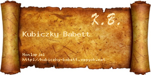 Kubiczky Babett névjegykártya